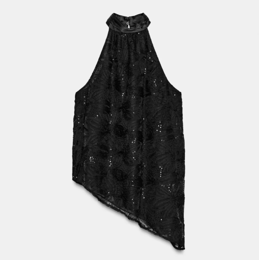 ZARA Set 2pc SEQUINED BALLOON PANTS AND TOP BLACK Size M